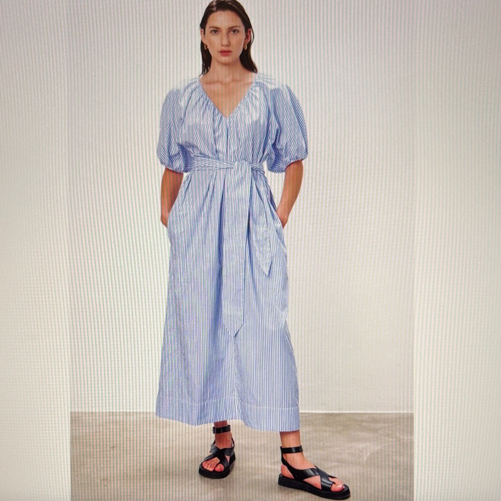 Mara Hoffman NWT size XL Alora  Blue and White Striped Midi Dress